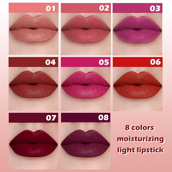 Warm Pink Matte Lipstick for Women, Long Lasting Waterproof Transfer-Proof Vegan, 24 Hours Moisturizing Glossy Shine Lip Gloss, Lipstick Palette Beauty Products Makeup All-Day Formula A01#