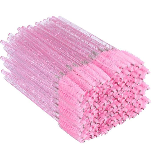 G2PLUS 300PCS Crystal Eyelash Brushes, Pink Disposable Mascara Wands Makeup Applicator, Adjustable Lash Spoolies for Eyelash Extensions and Eyebrow Brush