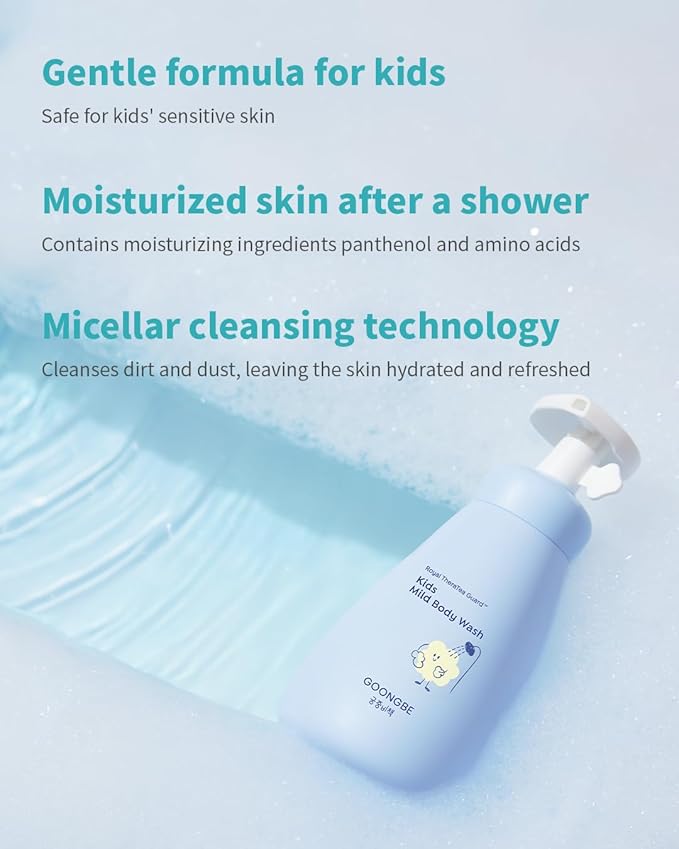 Kids Trial Travel Kit - Korean Low pH Skincare Set with Silky Shampoo, Body Wash, Facial Cleanser & Body Lotion - Silicone-Free Formula for Sensitive Skin, 1.01 fl.oz. each