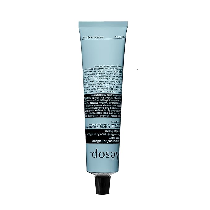 Aesop Reverence Aromatique Travel Size Hand Balm | Lotion that Gently Exfoliates Dry Hands + Nourishes with Macadamia Seed Oil and Shea Butter | 2.4 oz / 75 mL