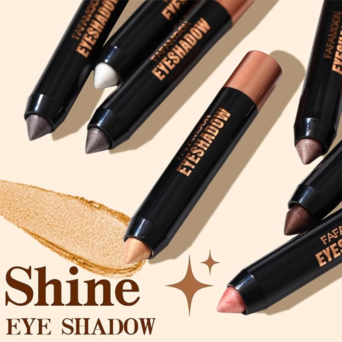 Monochrome Cream Shimmer Glitter Eyeshadow Pencil Stick for Women, Shimmer Light Gold Eye Shadow Eyeliner Pencil Sticks Makeup, sombras para ojos, Waterproof, Vegan & Cruelty-Free, 01#