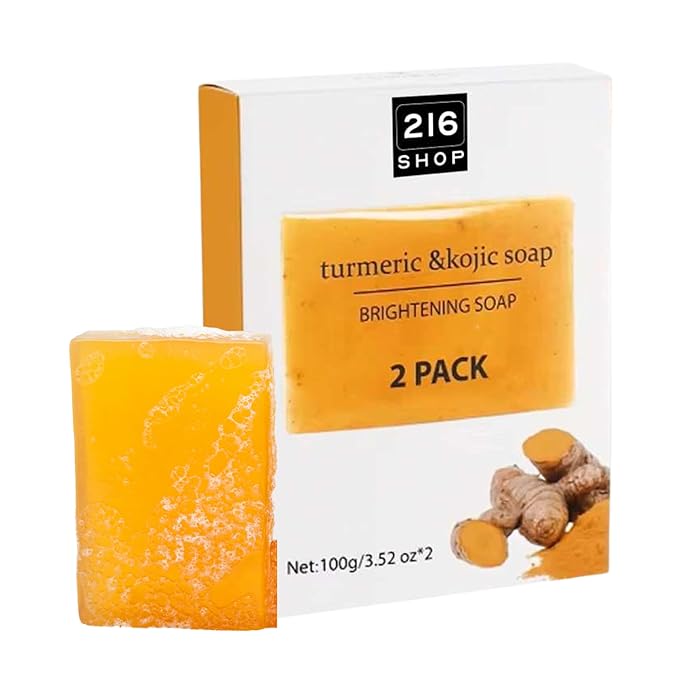 Kojic Acid Dark Spot Remover Soap Bars with Vitamin C, Retinol, Collagen, Turmeric - Original Japanese Complex Infused with Hyaluronic Acid, Vitamin E, Shea Butter, Castile Olive Oil (2 Pack)