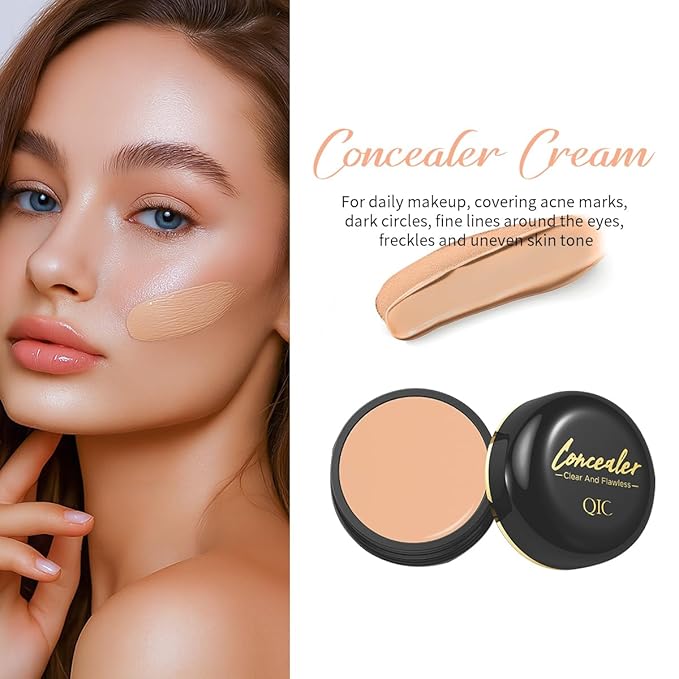Multi-Use Pot Concealer Full Coverage - Under Eye Concealer Waterproof No Transfer,For Dark Circles, Blemishes, Makeup Brightens for Sensitive Skin, Deep Skin Tone 0.53 Oz