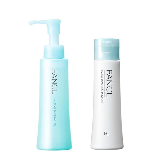 FANCL Double Cleanser set for Face Mild Cleansing Oil & Facial Cleansing Powder, Japanese Makeup Remover set