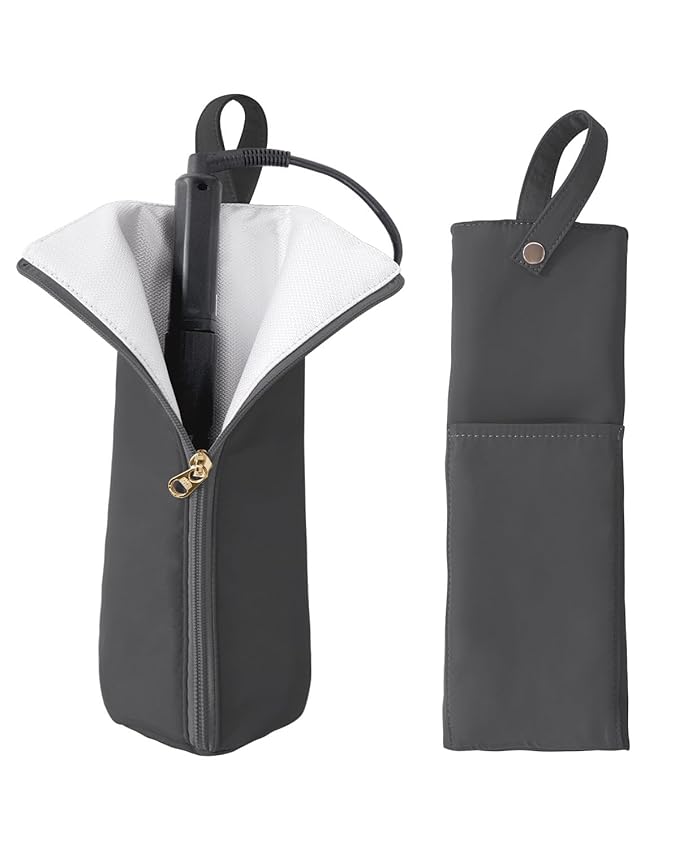 Hot Iron Holder & Mat, Heat Resistant Travel Bag for Curling Iron, Flat Iron - Hair Tool Organizer for Home, Travel