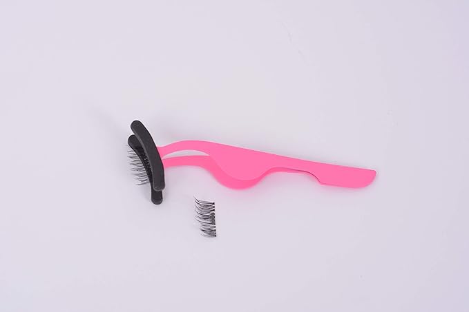 False Eyelash Applicator, Eyelash Extension Tweezers with Silicone Sleeve for Easy Application and Removal of Magnetic Eyelashes - Adjust and Repair (Pink)