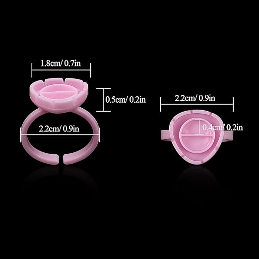 Fenshine 100 PCS Lash Glue Holder Glue Ring Cups Lash Extension Volume Lashes Quick Blossom Cups for Eyelash Extension Supply, 2 Methods of Use (Pink)