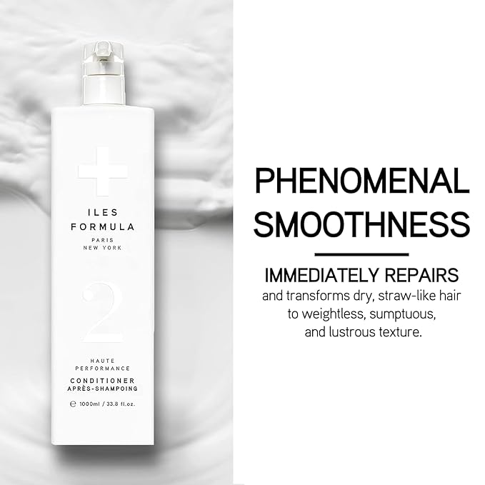 ILES FORMULA Hair Conditioner – Weightless, No Residue, Stops Breakage & Split Ends w/Tucuma Butter, Pracaxi Seed & Vitamins - Transforms Damaged Hair to Lustrous Texture, 34 Fl Oz (1L)