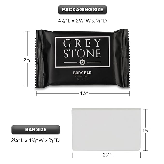 Greystone 1.25 oz. Bath Soap (Case of 250) Hotel Travel Size, Individually Wrapped, Designed for Hospitality, Vacation Rentals, AirBNB, Motels, Guest Bathroom