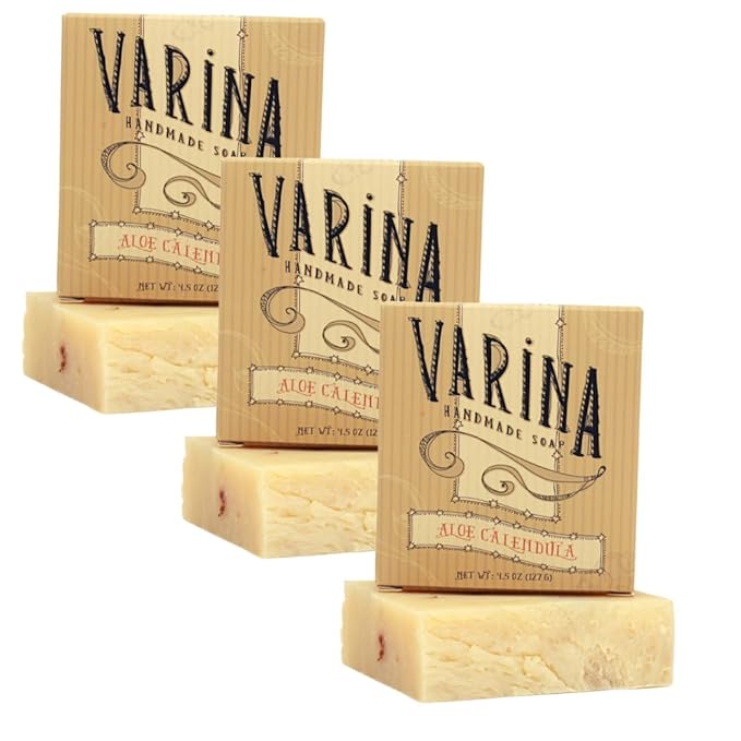 Organic Aloe Calendula Bar Soap - Gentle Cleansing for Sensitive Skin, Unscented - 3 Pack - Experience Healthy and Glowing Skin