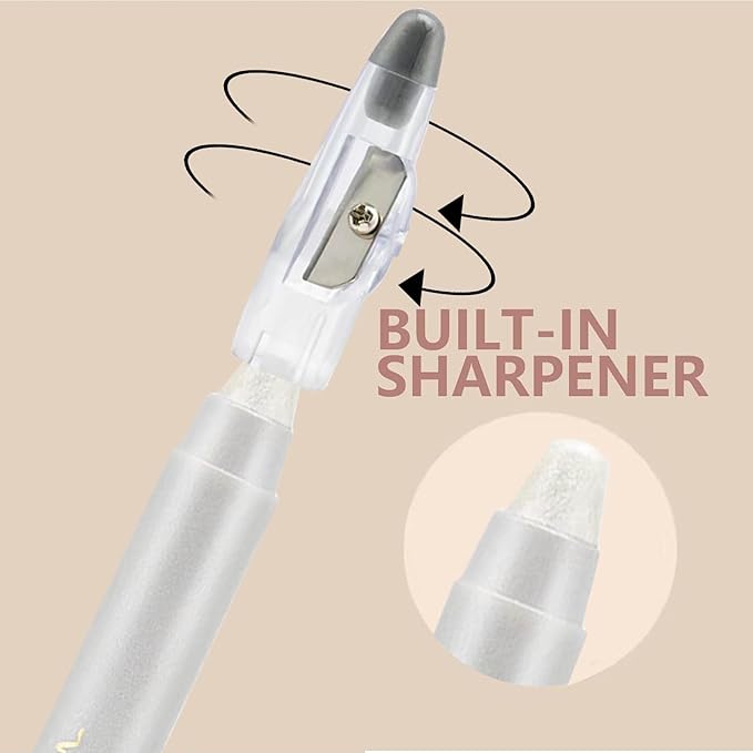White Eyeshadow Stick, Blendable Creamy Eye Brightener Stick, Waterproof Eyeshadow Pencil Long Lasting Crayon, Smooth Shimmer Eye Shadow Highlighter Eye Liner Makeup.#5 white shimmer