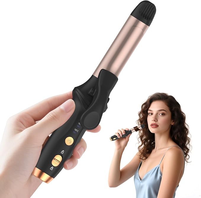 Cordless Curling Iron Hair Curler: Mini USB Rechargeable 4000 mAh 3 Temp Setting Travel Portable 200 Million Negative Ion 2 in 1 for Long Short Hair