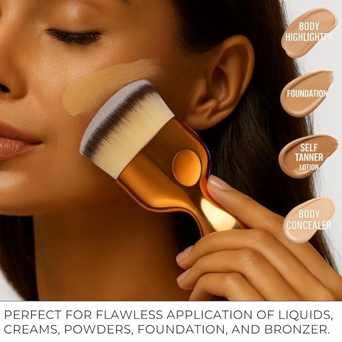 Bronze Tan Self Tanning Brush - Kabuki Brush for Self Tanner, Body Makeup Brush for Leg Makeup, Face and Body Tan Mitt Applicator, Blend & Blur Body Applicator for Tanning Mousse