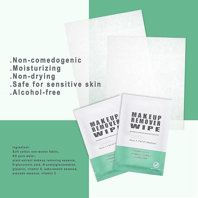 200 Individual Makeup Remover Wipes Bulk,Individually Wrapped Face Cleansing Wipes, Travel Makeup Remover Cloth for Travel Hotel Skin Care Face Cleansing