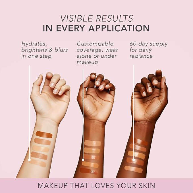 Doll 10 TCE Liquid Filter – CC Cream - Liquid Foundation - Lightweight Tinted Moisturizer & Skin Tint - Blurs Pores & Fine Lines - Vegan - Clean Makeup - [Tan/Deep] - 30 Day Supply