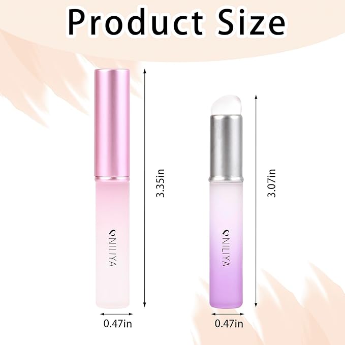 2PCS Silicone Lip Brushes, Lip Applicator, Makeup Brush for Concealer, With Gradient Color Handle（Pink + Purple）