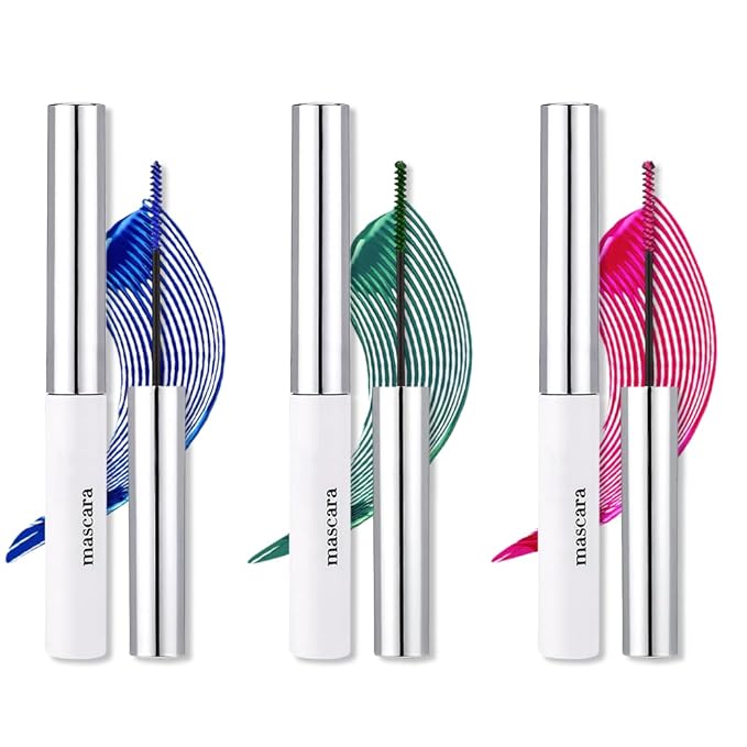 BINGBRUSH 3Pcs-Colored Mascara for Eyelashes, Voluminous Colorful Mascara, Rose Pink Purple Blue Green Red-Lengthening, Defining, Curling, Multiplying Formula