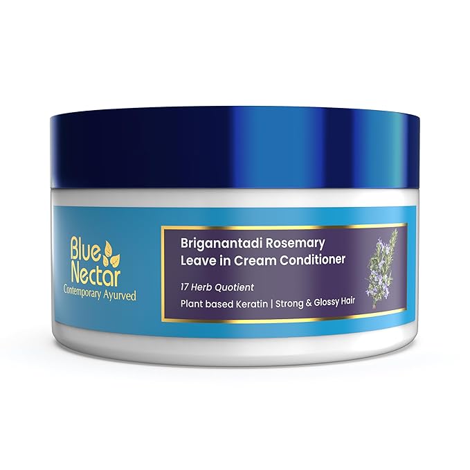 Blue Nectar Rosemary Leave in Conditioner for Wavy, Curly & Dry Hair | Hair Growth With Natural Keratin for Women & Men | Paraben Sulfate Free | (16 Herbs, 7Oz)