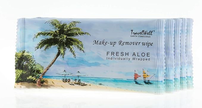Travel Well Non-Woven Makeup Remover Wipes - Bulk Makeup Wipes Individually Wrapped & Travel Essentials - Aloe Infused Facial Cleansing - Pack of 500, Fresh Scent & Alcohol Free