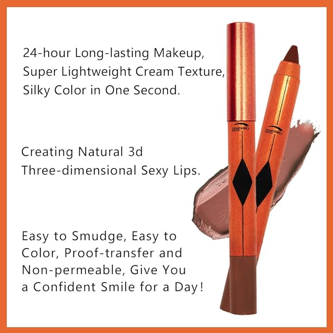 Coffee Orange Matte Lipstick Pencil for Women Lip Liner and Lip Stain, Long Lasting Waterproof labiales mate 24 horas, originales pintalabios permanente 24 horas with Sharpener Easy to Apply 503#