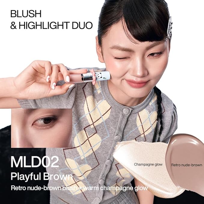 INTO YOU x M.Lan Panda The Color Mixer Set Limited Edition - 7 pieces Makeup Box Sets, Matte Lipstick + Canned Lip Mud + Blush & Highlight Duo + Cushion Foundation + Gift Bundle, L01 Set