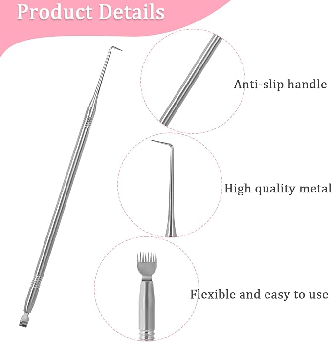 Professional 2 in 1 Lash Lift & Tint Kit - Eyelash Separator Tool with Comb, Stainless Steel Lash Perming Brush & Comb, Perming & Tinting Supplies (Silver)