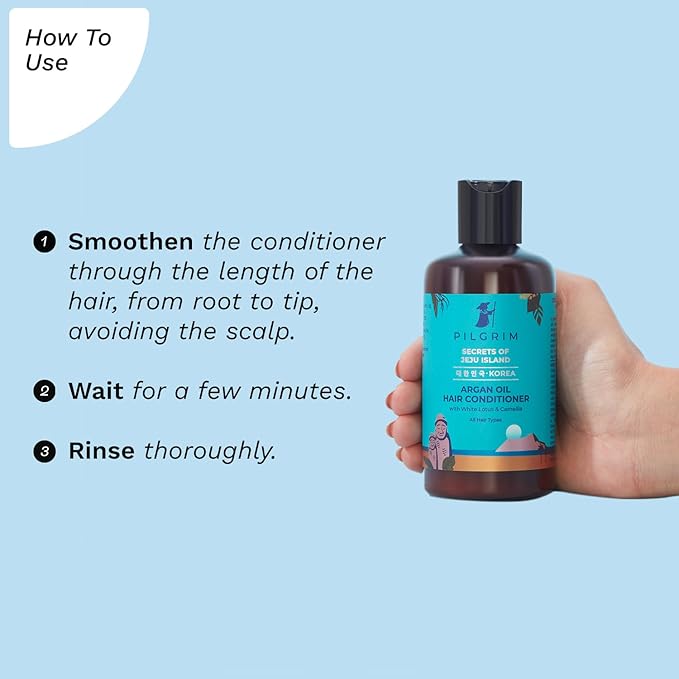 Pilgrim Argan Oil Hair Conditioner | With White Lotus & Camellia | Nourishing Formula for All Hair Types | Frizz Control, Smooth Finish, Sulfate-Free | 8.45 Fl Oz (250ml)