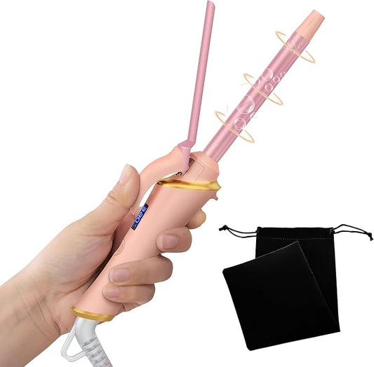 Ukliss Mini Curling Iron for Short Hair, Creates Perfect Tight Ringlets & Bangs, Fast Heat 30s, 5 Temp Settings, Dual Voltage, Auto Shut-Off & Anti-Scald Tip, Travel Friendly (Pink, 1/2 Inch)
