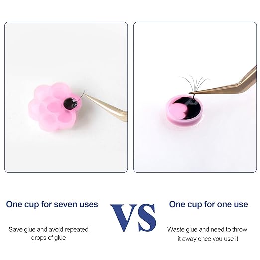 Fenshine 100 PCS Eyelash Extension Glue Holder Flower Shape Cup Plastic Glue Pallet Pad with a Roll for Eyelash Extension Supply