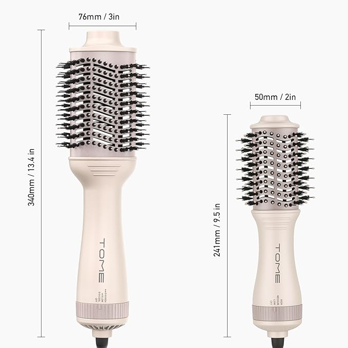 Tome Blow Dryer Brush, 3 Inch Dual Voltage Hair Dryer Brush in one, Hot Air Brush Faster Blowouts with Tons of Volume and Less Frizz
