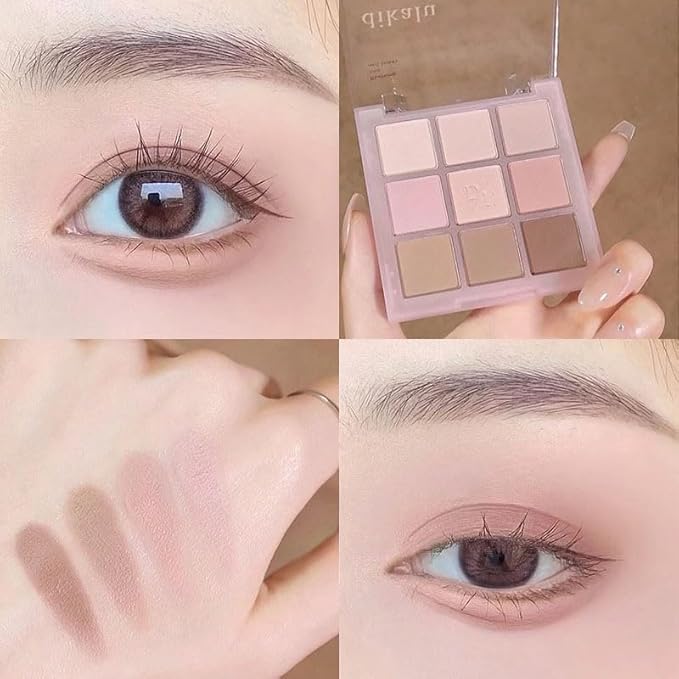 Kayswang 9 Colors Glitter Eyeshadow Makeup Palette, Eye Shadow Powder，Matte High Pigmented Colorful,Creamy Texture, Long LastingEyeshadow Powder Cosmetics,Natural Waterproof (08#)