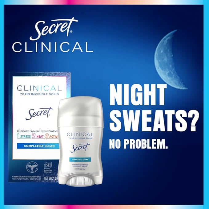 Secret Clinical Strength Antiperspirant Deodorant for Women, 3X Stress Protection, 72hr Sweat & Odor Protection, PH Balancing Minerals, Clear Gel, Clean Lavender Scent, 2.6 oz (Pack of 2)