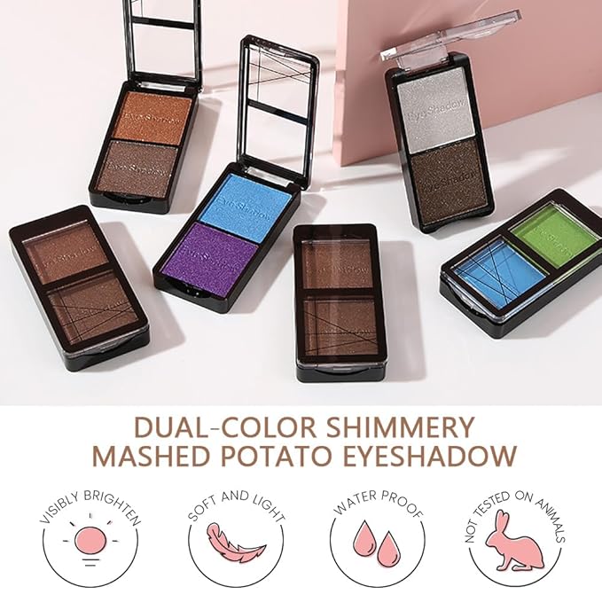 Double color eye shadow, Eyeshadows Creamy, high pigment eye makeup palette, matte shimmer metal eye shadow powder, Blendable, Ultra-Pigmented, Easy to Apply, Matte & Shimmer, (02)