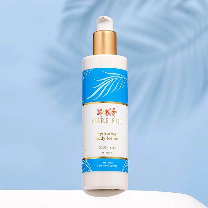 PURE FIJI Body Lotion Hydrating - Moisturizing Lotion for Dry Skin with Coconut Milk and Vitamin E, Organic Body Lotion For Women and Men, Coconut Scent, 12 oz