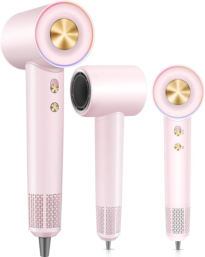 Hair Dryer,180000 RPM High-Speed Hair Blow Dryer with Brushless Motor, 500 Millions Negative Ionic Hair Dryer for Fast Drying, Quiet Thermo-Control Travel Hair dryers for Women Home Salon (Pink)