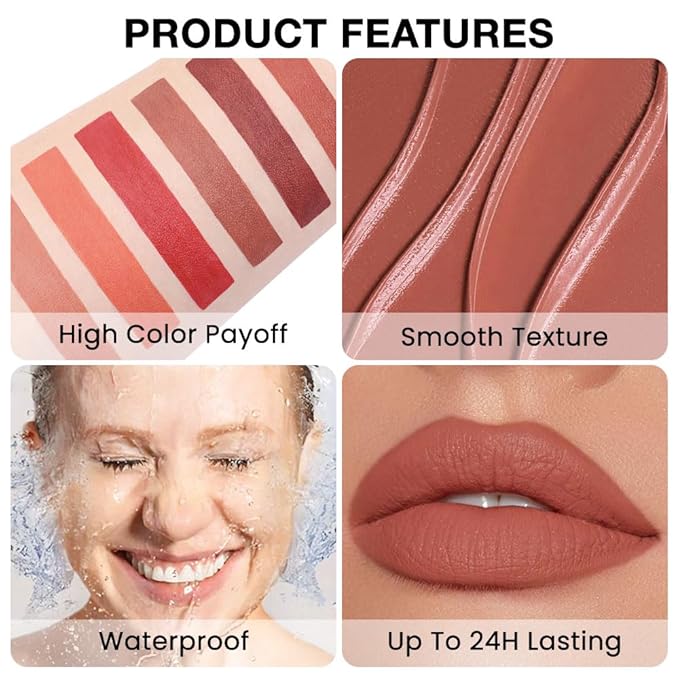 Matte Cream Orange Retractable Lipliner Pencil, Highly-Pigmented lip pencil, Long Lasting Waterproof Makeup Crayon for Lip Liner and Eye Liner, Smooth and Creamy, Rich Colors, Smooth Application, 01#