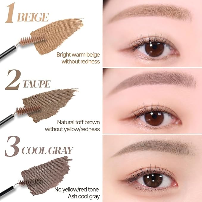 Espoir The Brow Color Fixing Cara #3 Cool Gray 0.1 fl oz | Easy Fixing without Clumping with Skinny Brush | Long Lasting Smudgeproof Eyebrow Mascara | Soft Mood Coloring Tinted Gel | Korean Eye Makeup
