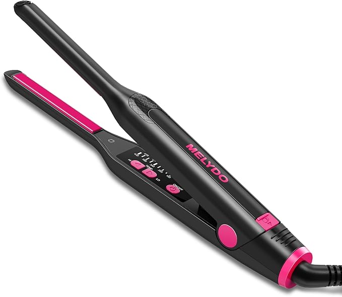 Small Flat Irons for Short Hair, 3/10" Pencil Flat Iron with Adjustable Temp Mini Hair Straightener for Edges Pixie Cut and Bangs, Tiny Hair Straightener with Floating Plates, Auto Shut Off