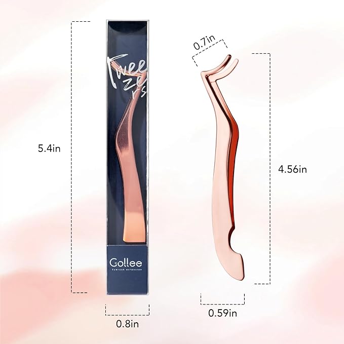 GOLLEE Eyelash Applicator Tool DIY Cluster Lash Tweezers Curved Eyelash Tweezers for Easy Lash Application and Removal, DIY Lash Applicator Tweezer Eyelash Clamper For Strip Lashes Clusters Lash