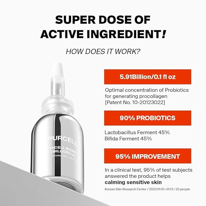 Pixcell Biom 2B/mL Probiotic Essence - Restores Skin Barrier with Bifida, Lactobacillus Ferment Lysate, Korean Probiotic Drops for acne prone skin and sensitive skin (30ml, 1.01 Fl Oz.)