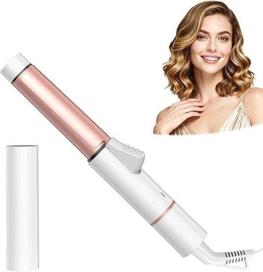 Ukliss Mini Travel Curling Iron 1 Inch, Dual Voltage 110-240V, 30s Fast Heating & Ionic Ceramic, Portable Hair Curler with Case, Perfect for Short to Medium Hair, Frizz-Free Curls (White)