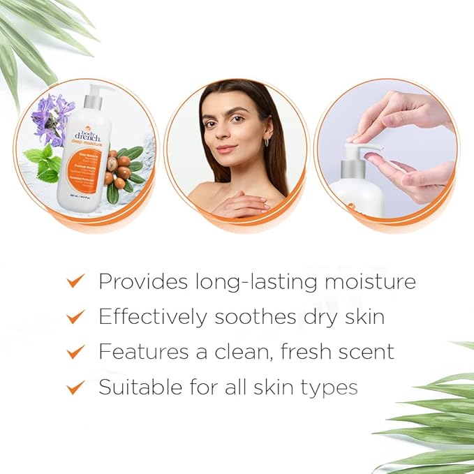 Body Drench Moisturizing Body Lotion - Nourishing & Hydrating Moisturizer Unscented Lotion for All Skin Types, Dry Skin Relief, 16.9 fl oz