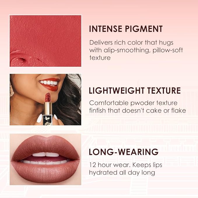 Catkin Moist Lipstick Hydrating High Impact Color Infused with Vitamin E and Avocado Oil Smooth Soft Texture Long Lasting Red Glow Finish 2pcs 05