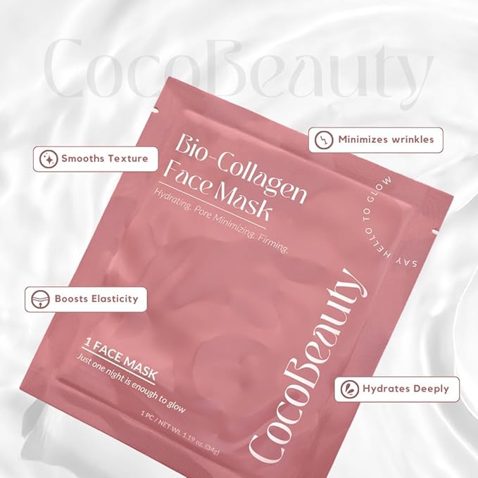 Collagen Sheet Mask – Hydrating Korean Face Mask for Fine Lines & Anti-Aging, Deep Moisture, Radiant Skin Boost, Bio-Collagen Facial Masks (16 Pack)