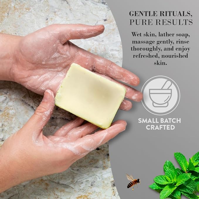 Spearmint Tallow Soap – Smooth, Sweet Mint Bar Made with Grass-Fed Tallow & Organic Spearmint Essential Oil – Naturally Refreshing – 3 Pack