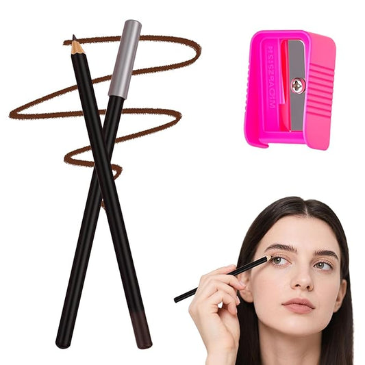 Sharpenable Eye Pencil with Sharpener, 2 in 1 Eye Liner Pencil & Eyes Brow Pencils, Long Lasting Smooth No Smudging Waterproof Eyeliner for Women Girls - Suitable for Eyeliner & Eyebrows (Brown)