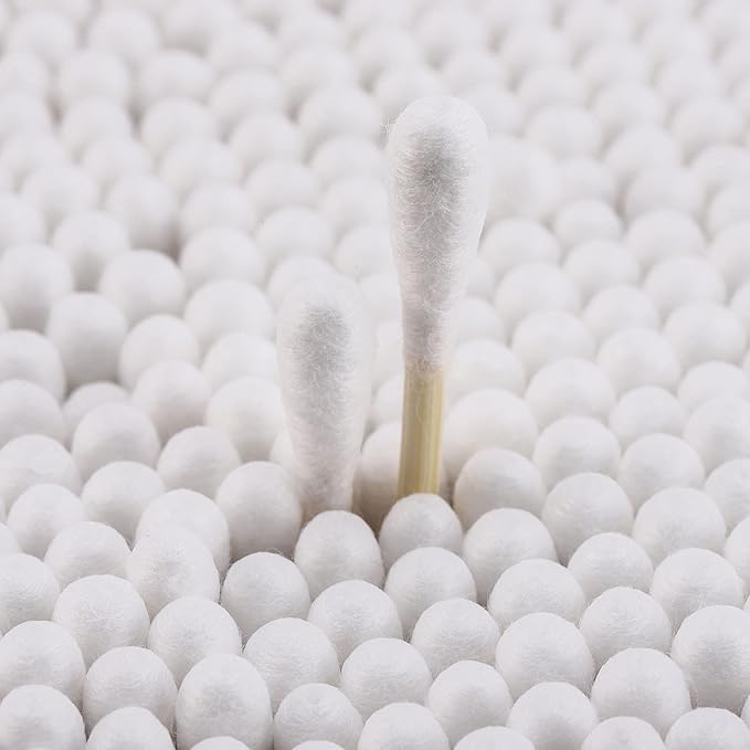 2000 Count Cotton Swabs Double Tipped Ear Cleaning Buds with Bamboo Stick 3 Inch Cotton Tip Applicators for Ears and Makeup