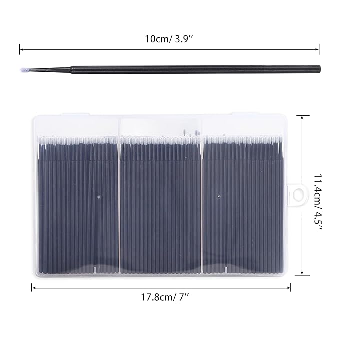 400 Pcs Micro Applicator Brushes,JASSINS Microswabs for eyelash extensions,Disposable 2mm Precision Mascara swab,For Cleaning and Applying Makeup (Black)