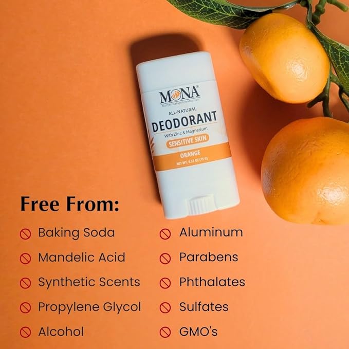 MONA All Natural MINI DEORORANT For Women & Men | Vegan & Safe for Sensitive Skin | Aluminum & Baking Soda free Deodorant with All Natural Fragrance | (Travel 4-Pack VAR-1 (0.53 Oz each))