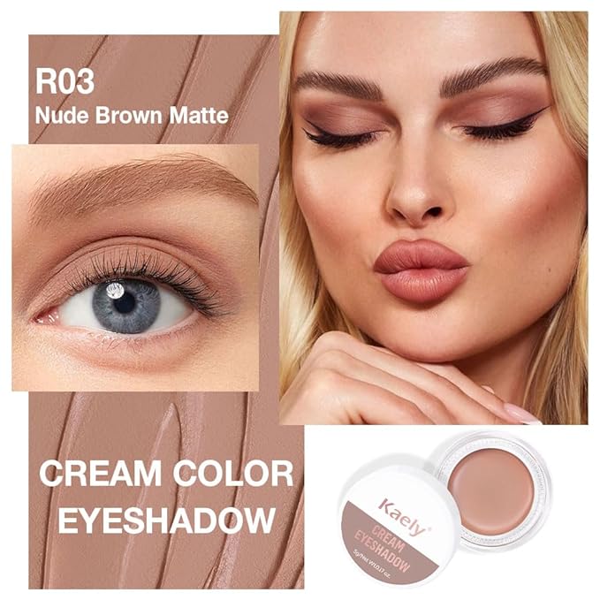 Single Cream Eye Shadow,Nude Brown Matte Natural Monochrome Eyeshadow Palette,Waterproof,Long Lasting Naturing-Looking,Vegan & Cruelty-Free,R03